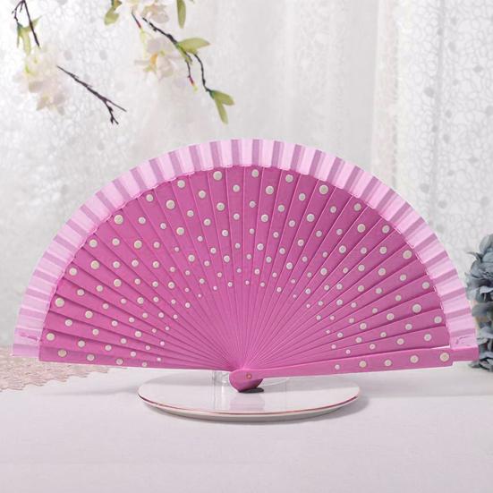 Practical Beautiful Decoration Multicolor Dot Print Folding Fan Home Supply Decorative Fan