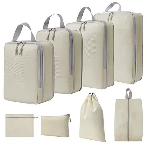 Travel Compression Packing Cubes 8 Set Large Capacity Clothes Organizer Bags Portable Luggage Storage Bags