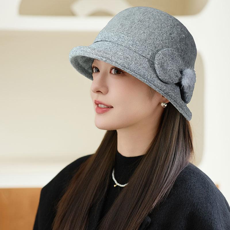 Mode Wolle Retro Fischerhut Herbst und Winter Damen Warmer Plüsch Beckenhut