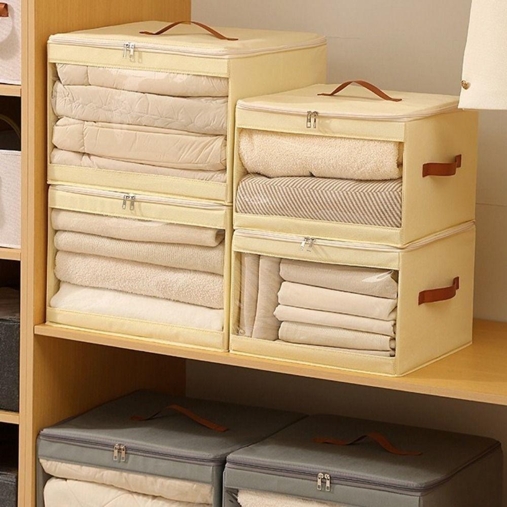 Non-woven Fabric Square Storage Box Large Capacity Folding Clear View Clothes Storage Box Dust-proof Stack-able