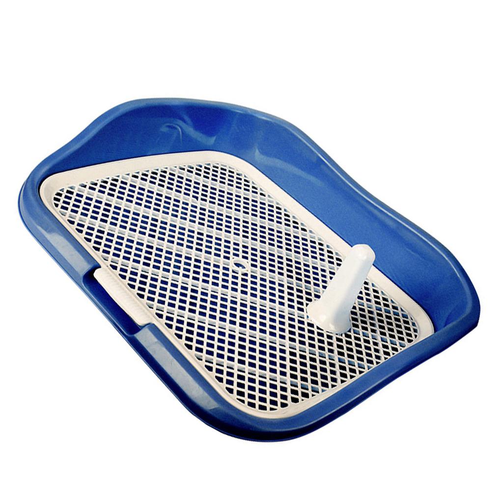Dog Potty Tray with Raised Fences Removable Mesh Grid Pad and Post Prevent Splashing Large Space Dog Training Toilet