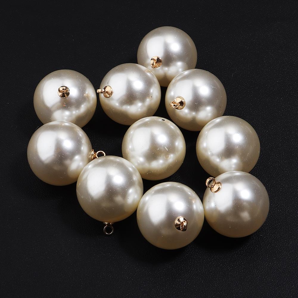 10-20 pcs/lot 6-20mm Round ABS Imitation Pearl Beads Pendant Beige White Charms For Jewelry Making DIY Fashion Necklace Earrings