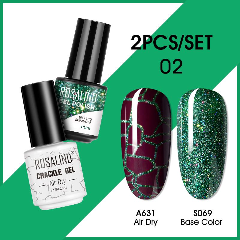 

ROSALIND 2 шт. гель-лак для ногтей цветной гель-лак для ногтей с кракелюром гель-лак для растрескивания ногтей быстросохнущий гель для дизайна ногтей