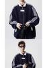 Unisex American Color Block Striped Hoodie, Heavyweight Baseball Jacket-Style Cardigan for Spring/Autumn