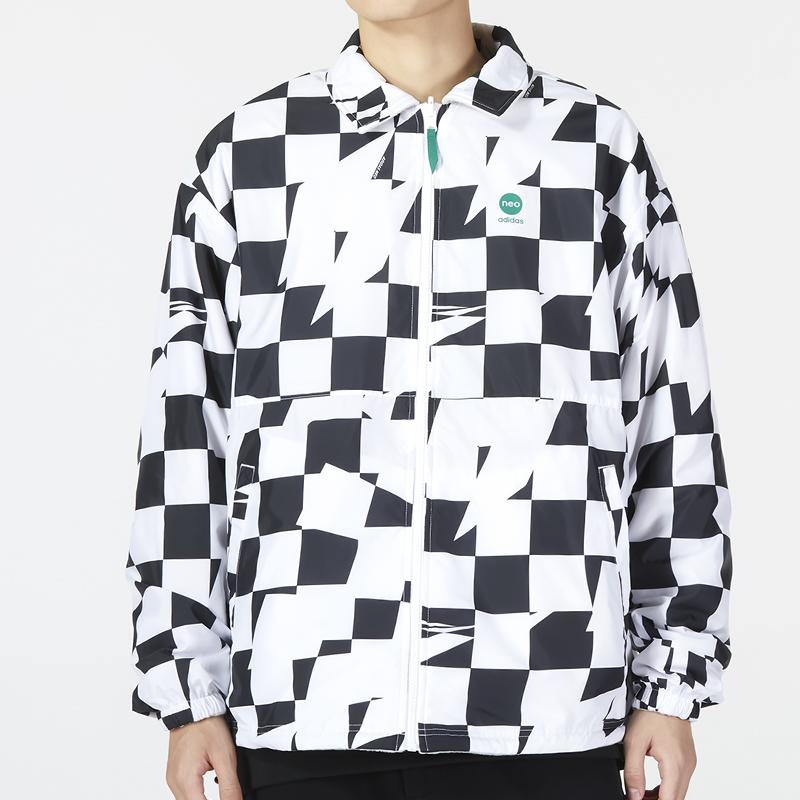 Adidas Neo U Vbe Rev Jkt клетчатая куртка с логотипом на пуговицах и длинным рукавом — фото 2