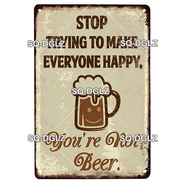 SQDGLZ Vintage Beer Tin Sign  Retro Metal Poster for Bar Wine Cocktail Kitchen Wall Decor  Classic Metal Plaque  Wall Sticker