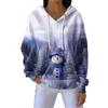Women's Loose Comfortable Casual Fashion V-Neck Christmas Print Long Sleeve Hoodie