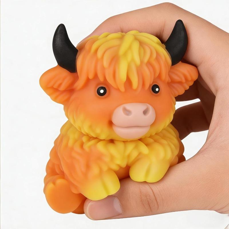 Gradient Highland Cow Squishies Stress Toy – Slow-Rising Stress Relief Fidget, Cute Cow Squeezable Stress Balls for Adults (Purple)