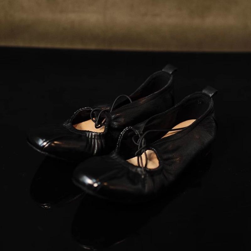 

Версия из овчины, туфли Мэри Джейн на шнуровке с бантом и плиссировкой, женские туфли-лодочки из натуральной кожи, ретро балетки, туфли для бабушки 40