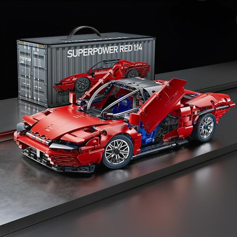 1:Mattoncini Super Auto da Corsa Scala 1:14, Kit Modello Veicolo Sportivo Fai-da-te Giocattolo da Costruzione Regalo per Ragazzi Bambini Età 8-12 14