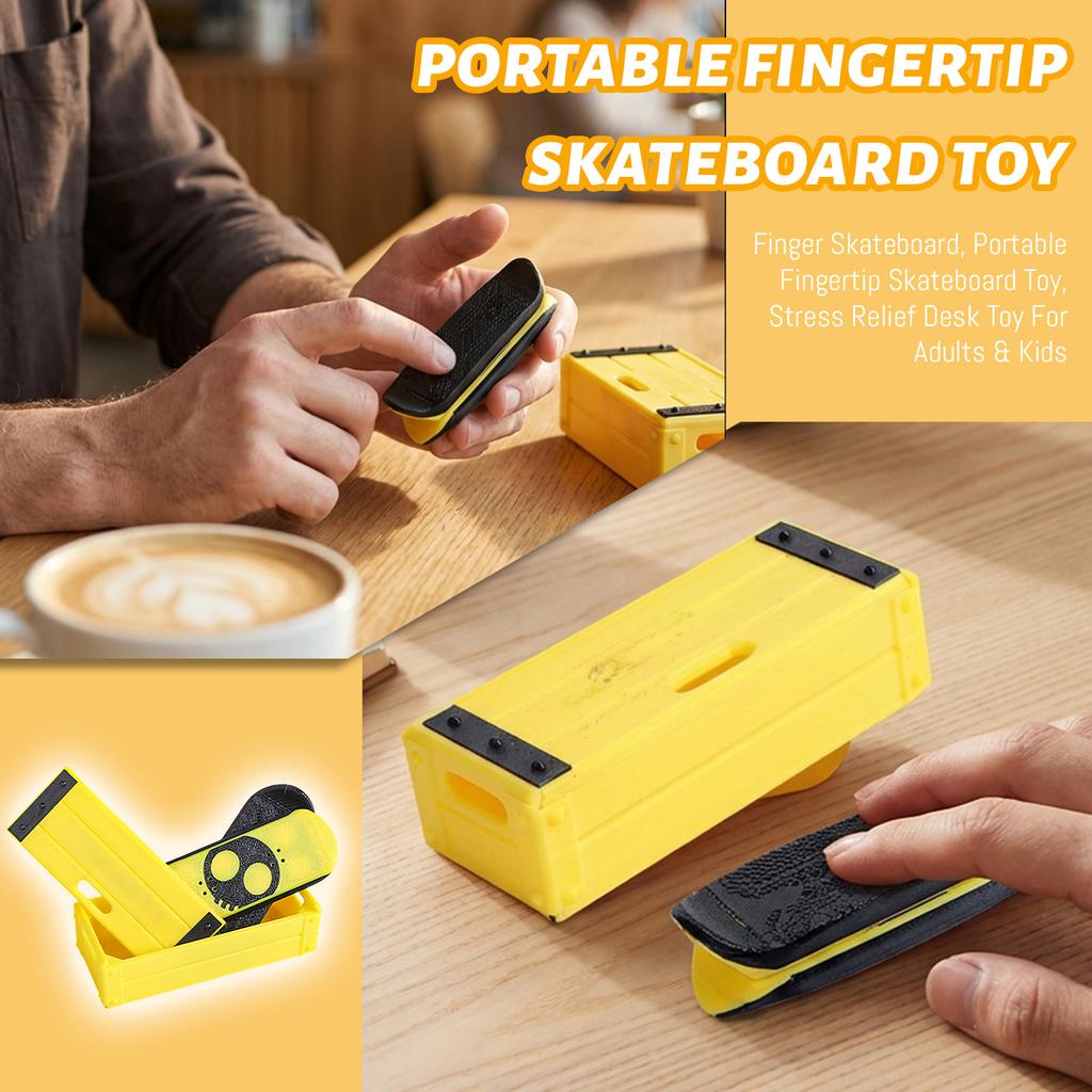 Finger Skateboard, Tragbares Fingerspitzen-Skateboard-Spielzeug, Stressabbau Schreibtischspielzeug für Erwachsene & Kinder