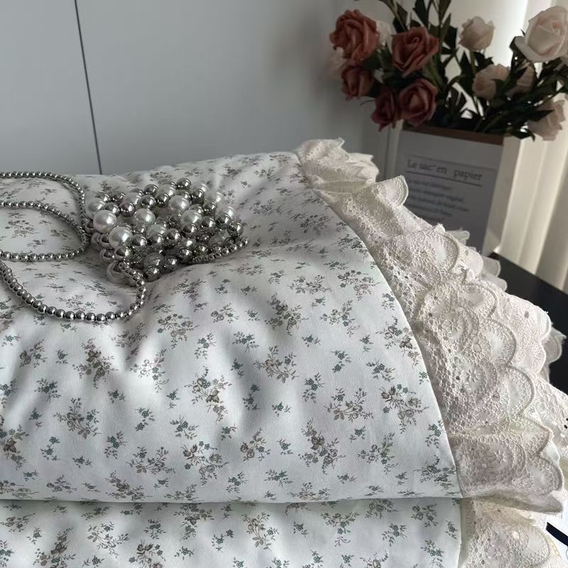 Lace Pure Cotton Quilt 200x230cm Comforter Thin Summer Floral Printed Double Layer Gauze Quilted Blanket Queen Size Bedding