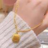 Vietnam Sand Gold-Plated Necklace & Ring Set: Women's Simple Copper Jewelry with Gilded Age Charm.
