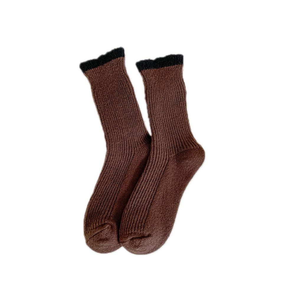 Autumn and Winter Women's Fleece Thickened Warm Fleece Socks Pile Socks Versatile Mid-calf Socks