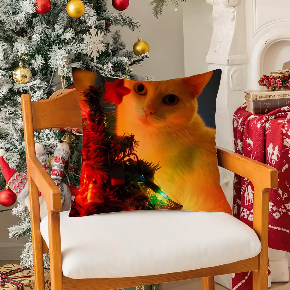 Fantasie und skurrile Tiere Weihnachten Dritter Kissenbezug Seidig Kurzer Plüsch mit Unsichtbarem Reißverschluss Staubdicht Sofa Kissenbezug