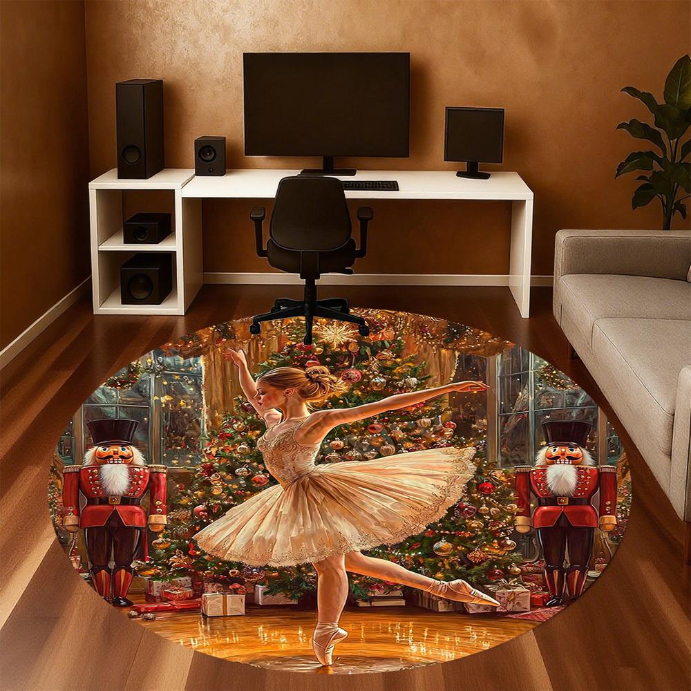 1PC ballet dancer christmas Office Round Area Rug, Under Office Chairs Bedroom Living Room Home Decor,Carpet for Office, -1110211