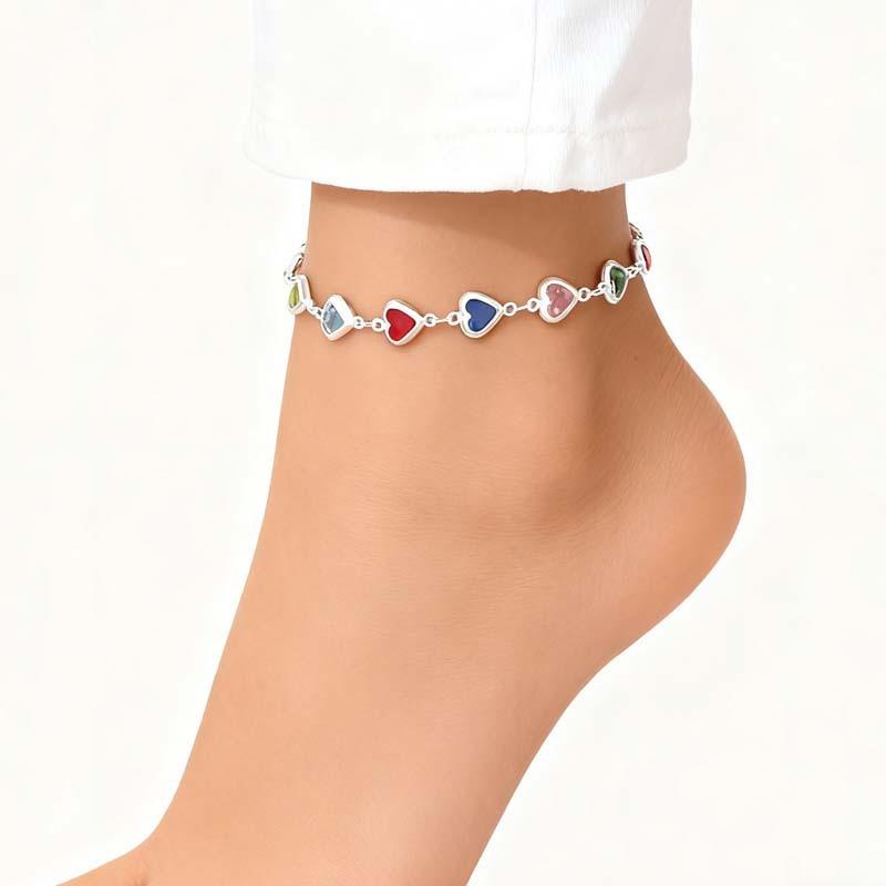 European and American Ins Style Colorful Heart-Shaped Zircon Bracelet, Elegant Alloy Heart-Shaped Dopamine Bracele