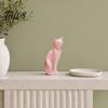 Nordic Style Cat Decor 3D Printed Kitten Sculpture, Minimalist Ornament Matte Geometric Design, Modern Home Black Pink White Statue in White,