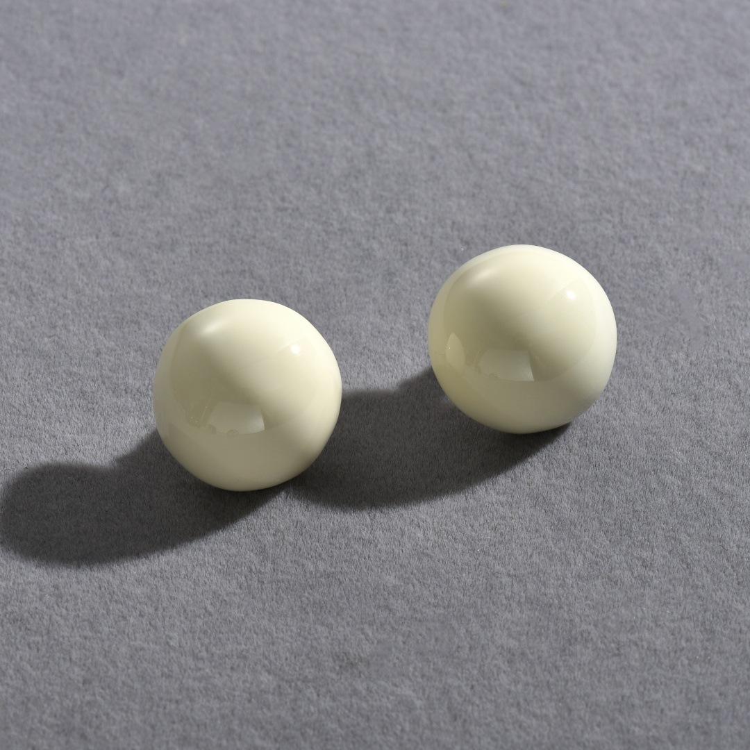 

New Year S Series Niche Design 925 Silver Needle Stud Earrings French Small And Delicate Drop Glaze Semi-Round High-End Earrings Women