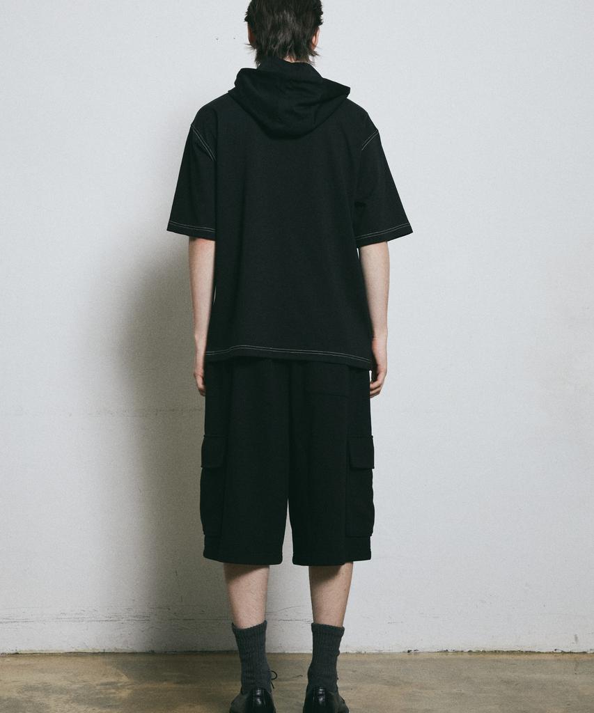 BUNKERBUSTER Contrast Stitch Lettering Hoodie Short Sleeve T-Shirt Mq7Tu424_Black