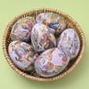 Metal Print Easter Bunny Egg Tin Box Egg Shape Fillable Tin Boxes Metal Tin Cans  Party Accessory