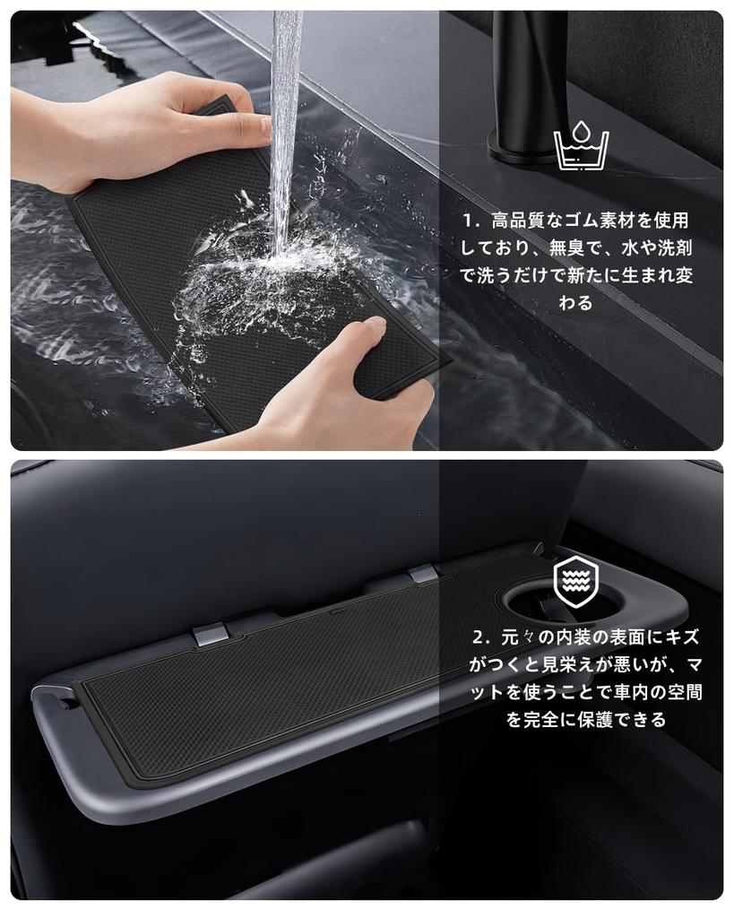 LANGBEAN Interior Rubber Mats for Nissan Serena Door Pocket Interior Serena Custom Set C28, Non-Slip Mats, Scratch-Resistant, Noise-Reducing, Parts,