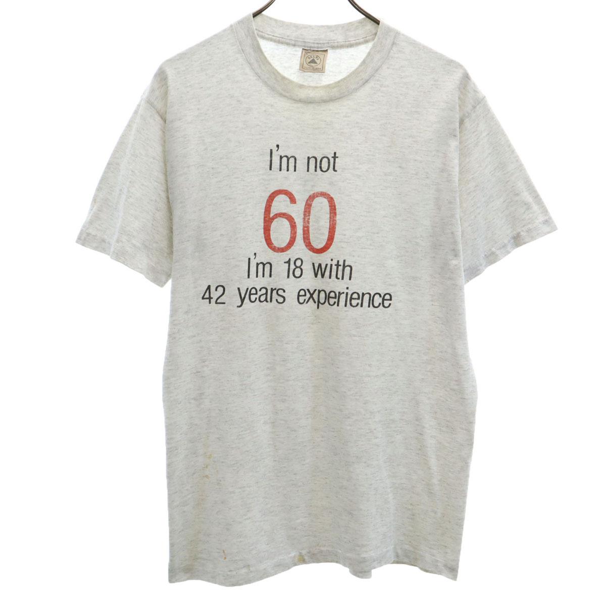 

DELTA 90s Old USA made Short sleeve Single stitch message T-shirt L gray Men s Used