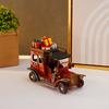 Vintage Metal Christmas Carriage Model with Red/Black Horse Drawn Design, Open Top Basket,Gift Boxes,Indoor Holiday Decor for Home, Cafe, Restaurant