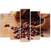 Fünfteiliger Leinwanddruck „Coffee Beans“.