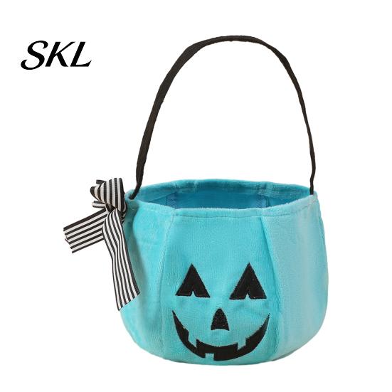 Festive Pumpkin Decoration Halloween Candy Bag for Kids, Trick or Treat Tote Cute Gift with Handle, Reusable Snack Bucket Party Favors Large