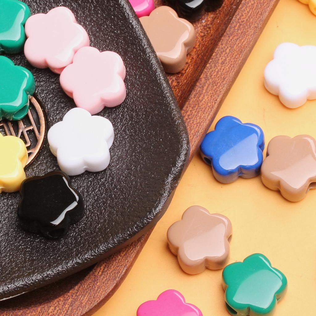 500g About 410Pcs Flower 14.5mm Loose Beads Jewelry Accessories Acrylic Solid Color