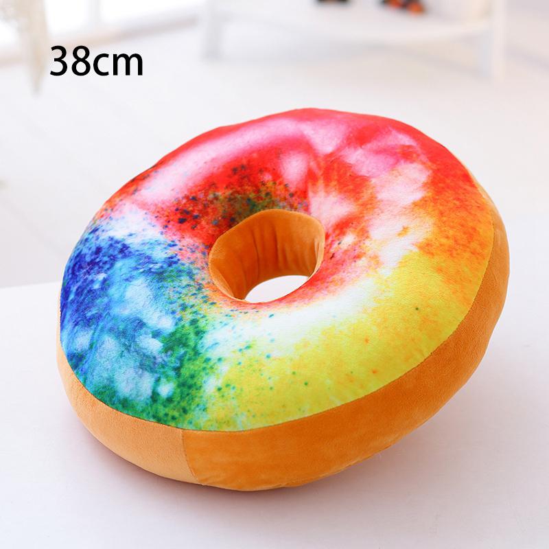 38/60cm Donut Food Toy Colorful Stuffed Ring Shaped Decor Plushie Head Pillow Seat Cushion for Chair Indoor Floor Sofa Gift