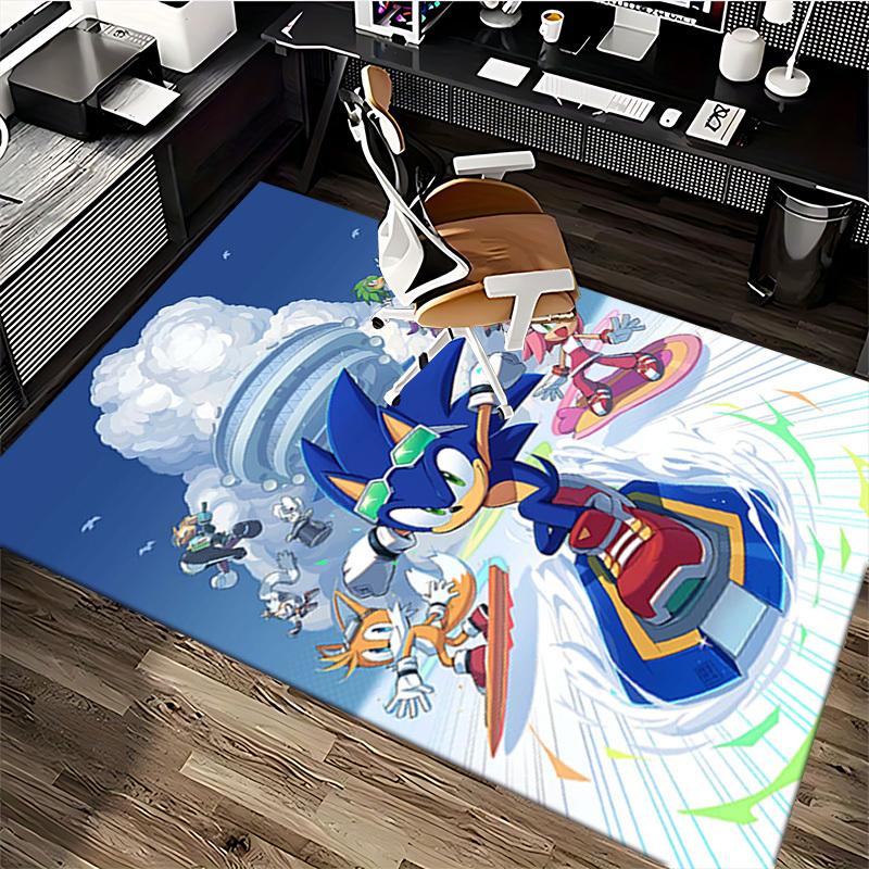 1pc Sonic the Hedgehog Chair Mat - Anime Cartoon Design, Non-Slip Carpet for Office and Home Decor, Suitable for All Seasons.O081