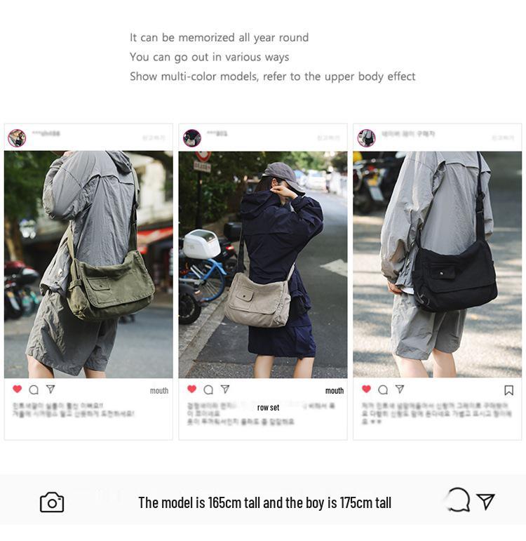 Plátěná crossbody taška v japonském stylu - Unisex ležérní jednoramenná messenger taška pro studenty