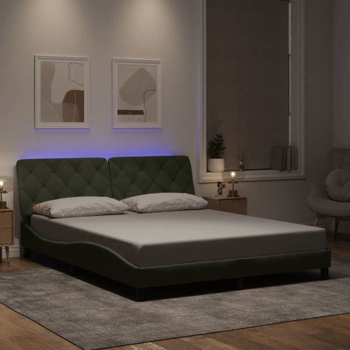 VidaXL Cadre de Lit avec Lumières LED, Lit Rembourré, Sommier à Lattes, Lit Double, Lit Adulte de Chambre à Coucher 3213861