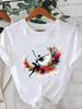 (Asian Size) trend butterfly cute Women Printed Lady Casual Short Sleeve T Tee Top Clothing Shirt Fashion Female Graphic T-shirts