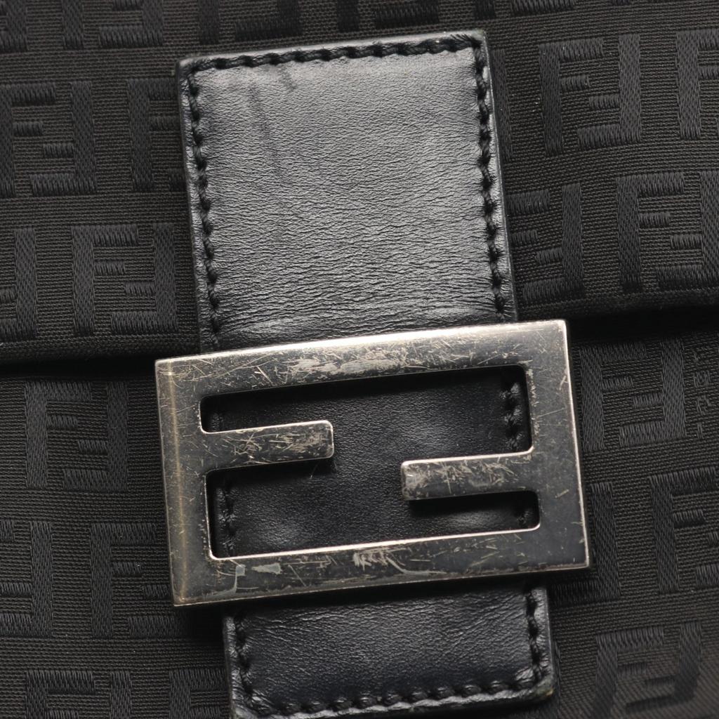 Used FENDI Zucchino Shoulder Bag canvas leather Black Used Women