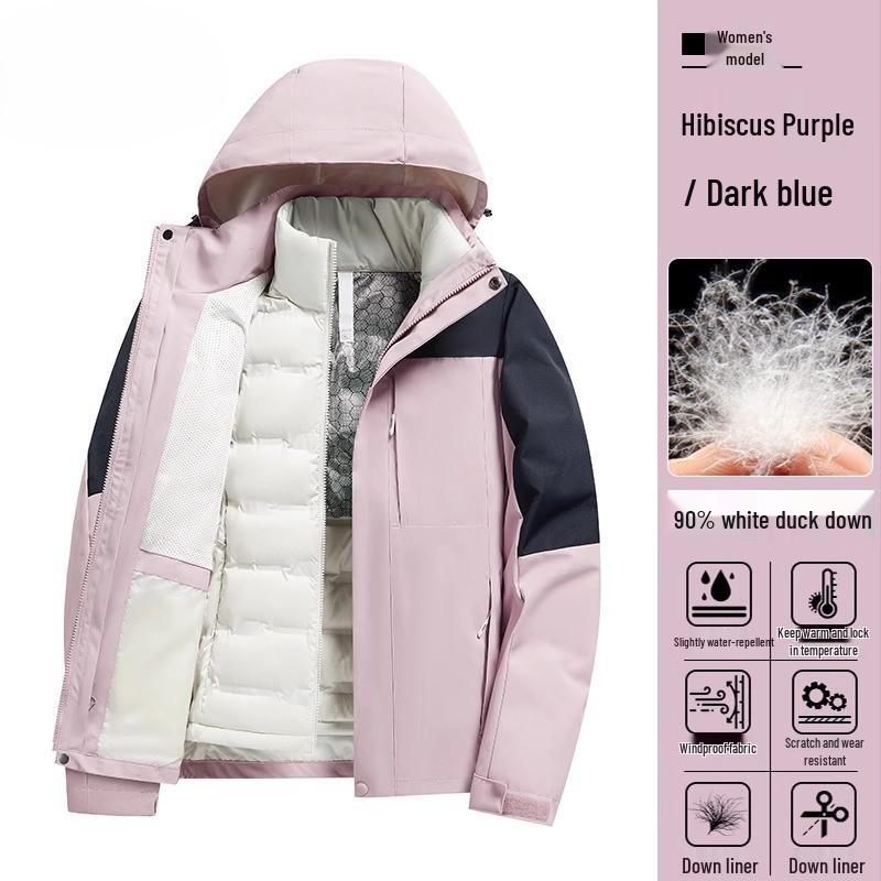 Women's 2024 Three-in-One Winter Hiking Windbreaker: Thickened, Warm, and Windproof Outdoor Jacket