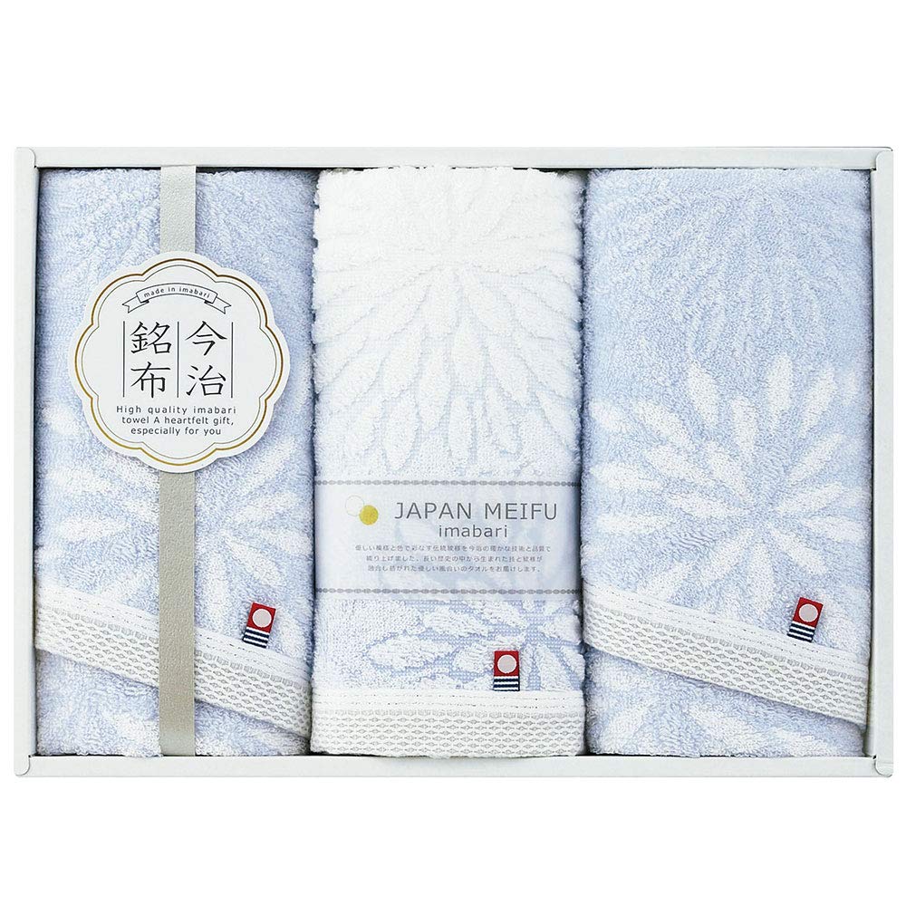 

Showa Nishikawa Imabari Towel Gift Face Towel 3 Pieces JAPAN MEIFU Hanagoromo Towel (F/T3 Pieces, Blue) синий