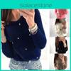 Cozy Women Plush Beaded Sweater Casual Solid Color Fur Sweatshirt With O-neck