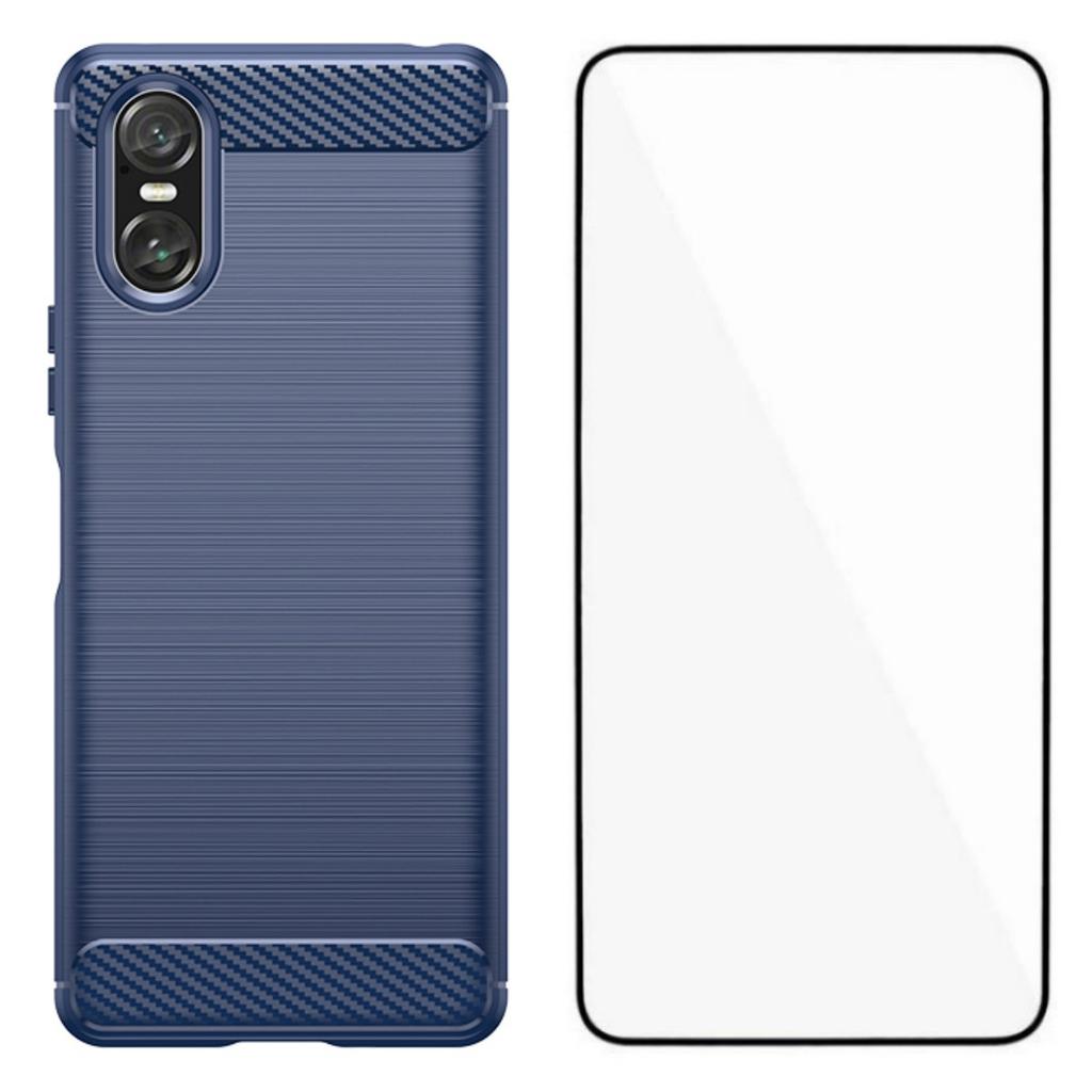 For Sony Xperia 10 VI Case with Screen Film WANLONFENG LS Series Big Lens Hole Brushed Texture TPU Phone Cover