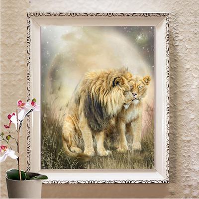 Diamond Embroidery Animal Cross Stitch Diamond Painting Lions Full Round Rhinestones Home Decoration