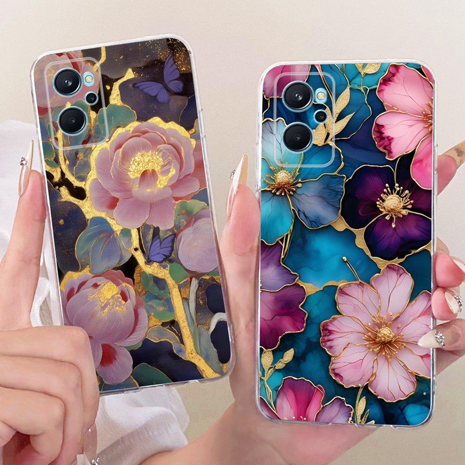 For Realme 9i RMX3491 Cute Flower Butterfly Cat Painted Case For Realme9i 4G Soft Silicone TPU Phone Cases