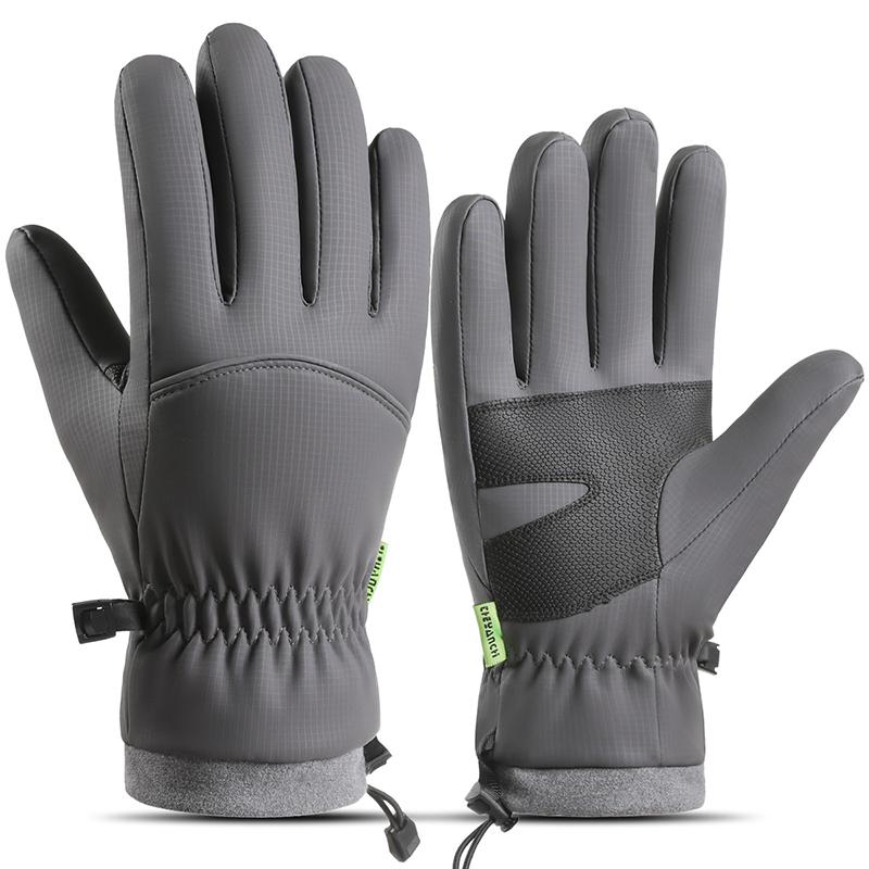 

Autumn and Winter Cycling Gloves, Outdoor Sports Windproof, Waterproof, Cold-Resistant, Fleece-Lined, Touchscreen Ski Gloves XL серый