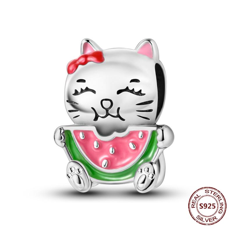 Copper Original Dog Cat Safety Chain Lazy Cat Pink Zircon Pet Paw Print Footprint Charms Fit Bracelet For Women Diy Jewelry