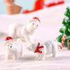 2 Pieces/Set Christmas Polar Bear Ornaments, DIY Mini Christmas Hat and Scarf White Bear Garden Snow Scene Micro-Landscape Decorations, Succulent