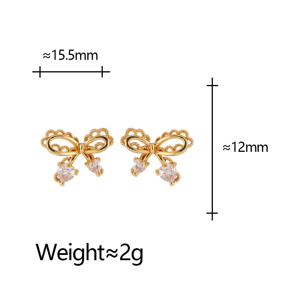 European Sweet Bow Heart Zirconia Earrings - Versatile High-End Fashion Jewelry for Women