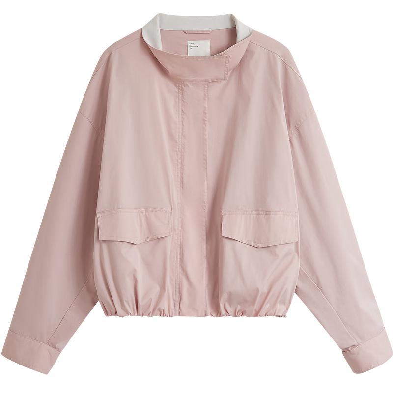 

INMAN Женская розовая куртка с цветочным принтом, воротником-стойкой и приспущенным плечом S