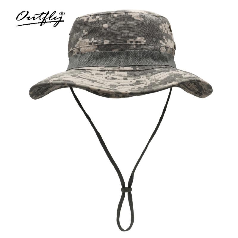 Summer new camouflage bucket hat outdoor sun protection big eaves fishing military training mountaineering visor hat UV protection hat