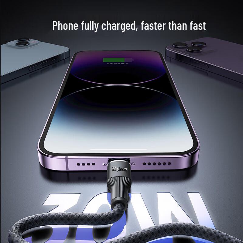 W&P 3-in-1 PD 100W Fast Charging Braided Data Cable
